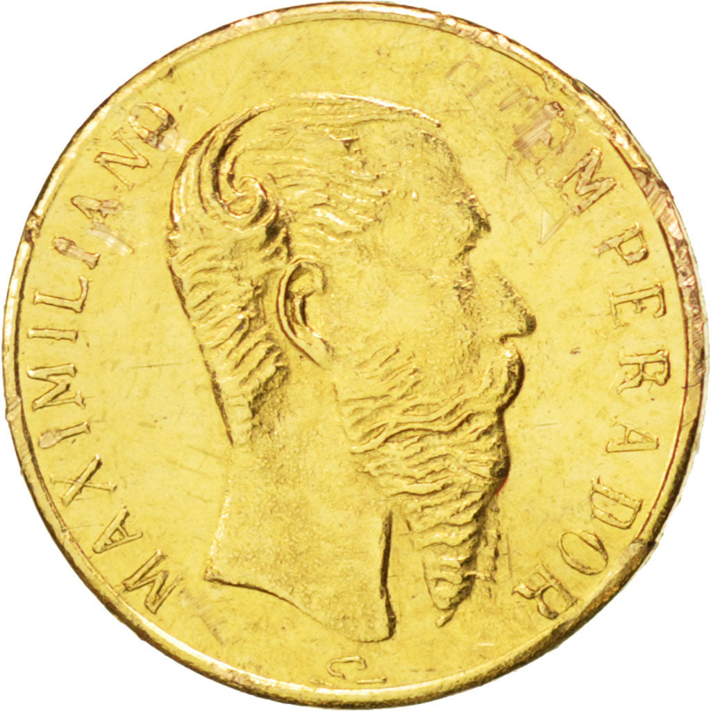 Mexico, 1 Peso, 1865, MS(63), Gold, 0.48