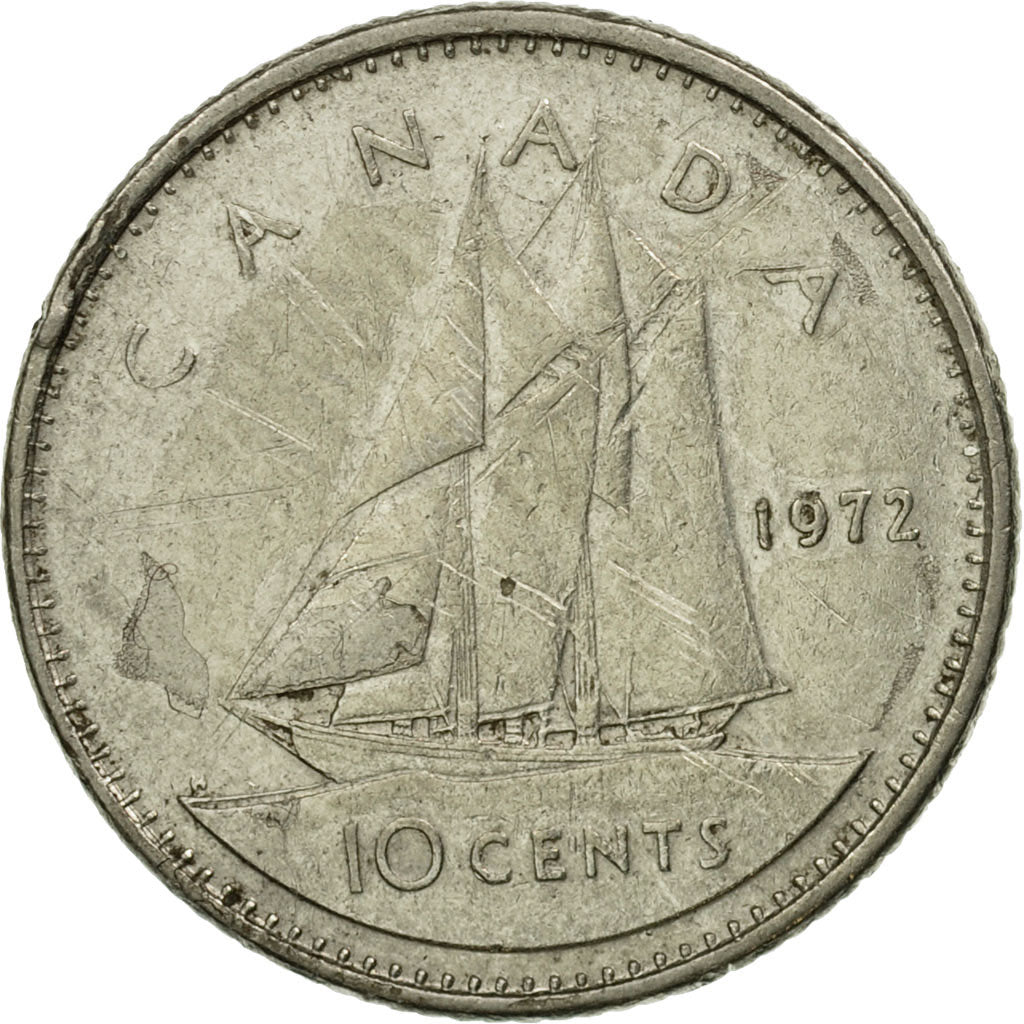 Coin, Canada, Elizabeth II, 10 Cents, 1972, Royal Canadian Mint, Ottawa