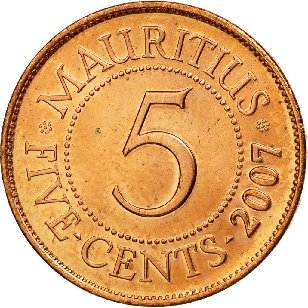 Monnaie, Mauritius, 5 Cents, 2007, SUP, Copper Plated Steel, KM:52