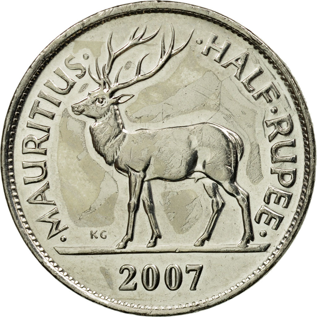 Monnaie, Mauritius, 1/2 Rupee, 2007, SUP, Nickel plated steel, KM:54