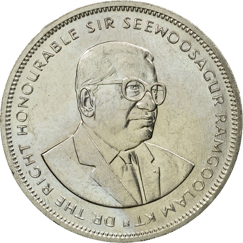 Moneta, Mauritius, 5 Rupees, 1992, AU(55-58), Miedź-Nikiel, KM:56