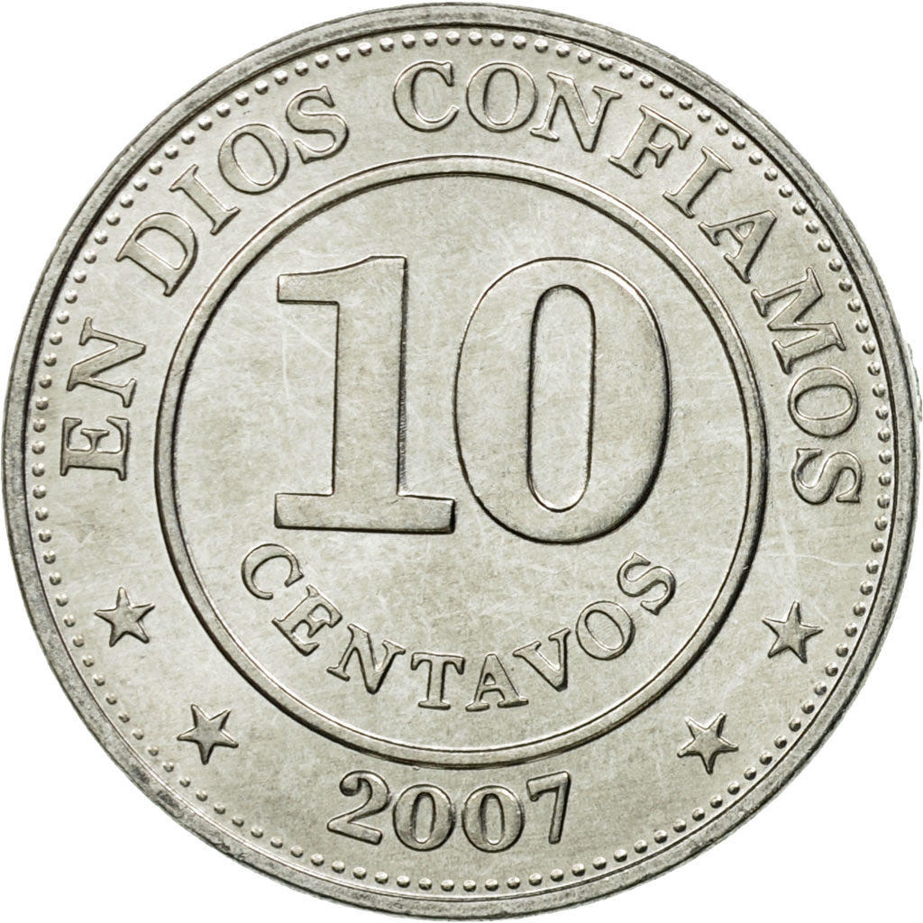Coin, Nicaragua, 10 Centavos, 2007, AU(55-58), Aluminum, KM:105