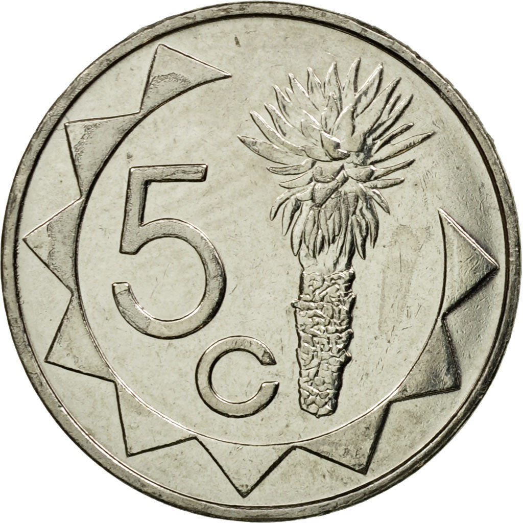 Coin, Namibia, 5 Cents, 2002, Vantaa, EF(40-45), Nickel plated steel, KM:1
