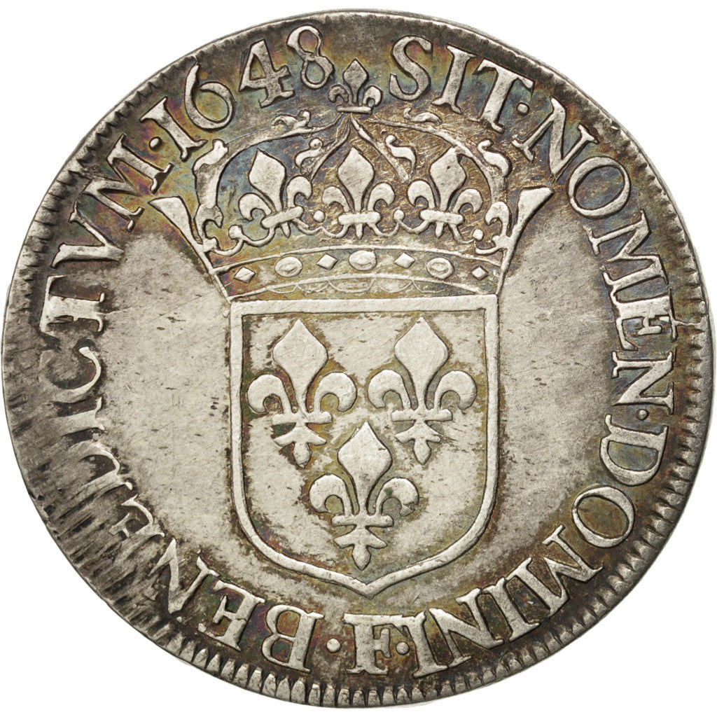 Coin, France, Louis XIV, Écu à la mèche longue, Ecu, 1648, Angers, AU(50-53)