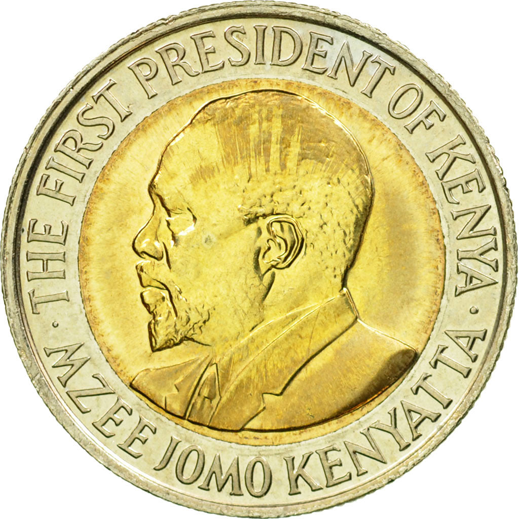 Coin, Kenya, 5 Shillings, 2009, British Royal Mint, EF(40-45), Bi-Metallic