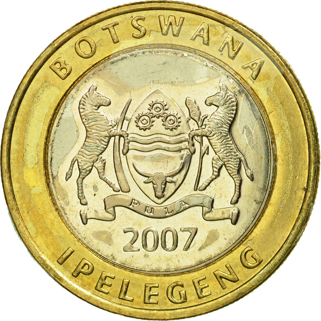 Coin, Botswana, 5 Pula, 2007, British Royal Mint, EF(40-45), Bi-Metallic, KM:30