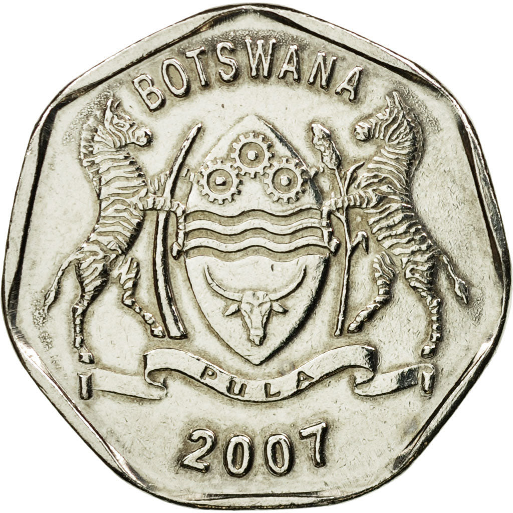 Coin, Botswana, 25 Thebe, 2007, British Royal Mint, EF(40-45), Nickel plated