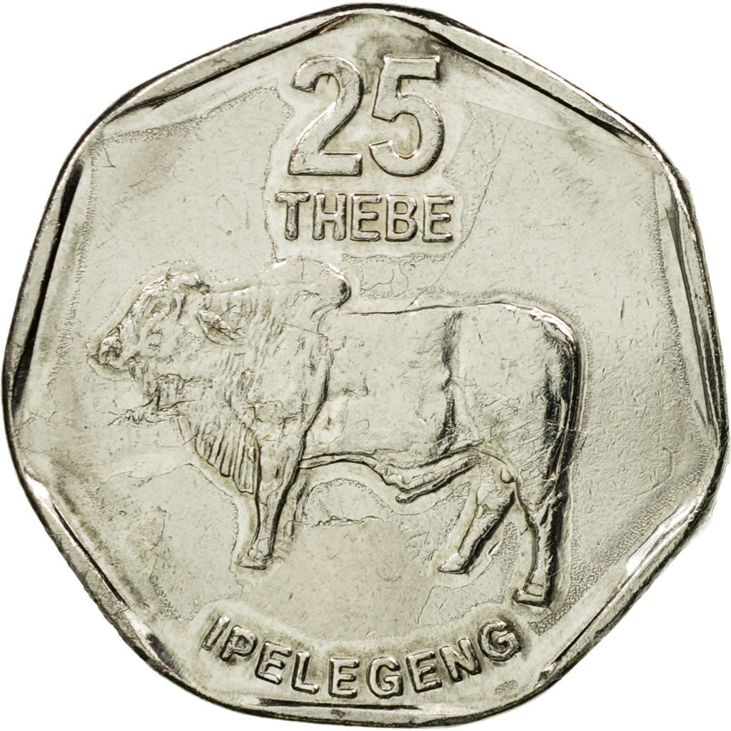 Coin, Botswana, 25 Thebe, 2007, British Royal Mint, EF(40-45), Nickel plated