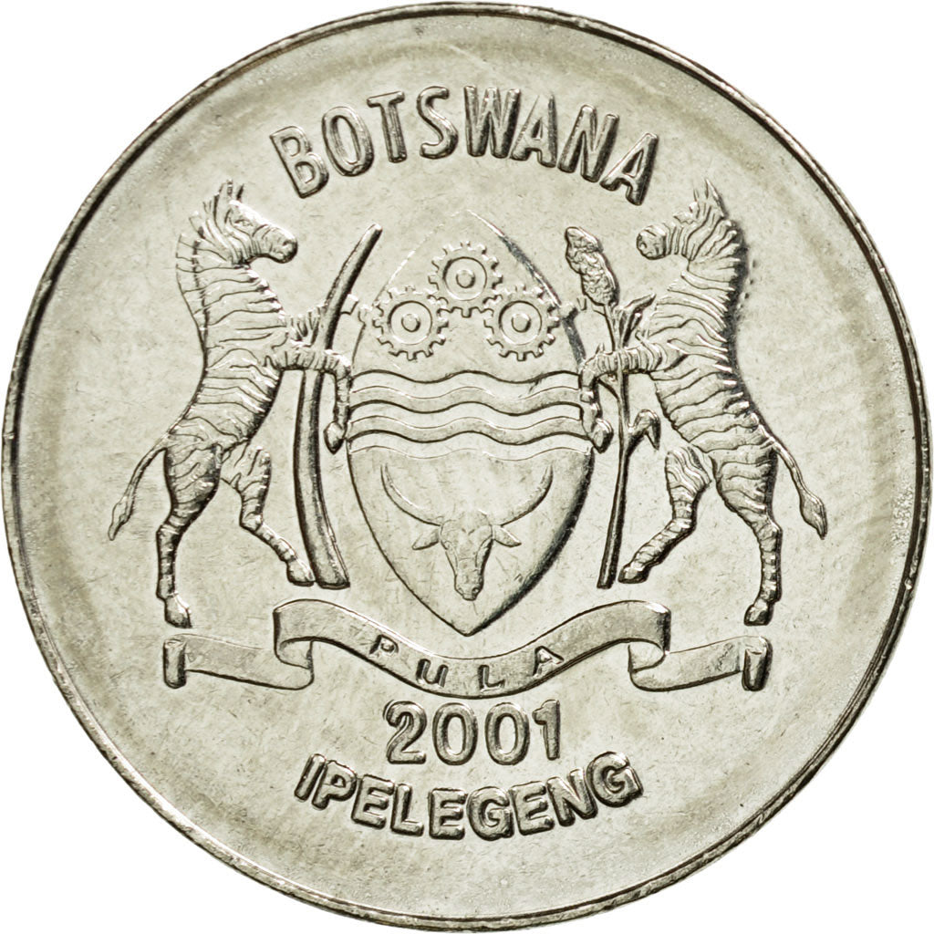 Coin, Botswana, 50 Thebe, 2001, British Royal Mint, EF(40-45), Nickel plated
