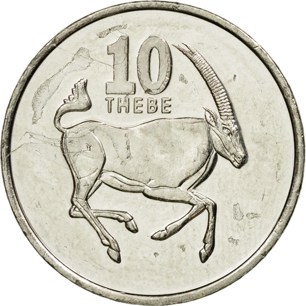 Coin, Botswana, 10 Thebe, 2002, British Royal Mint, EF(40-45), Nickel plated