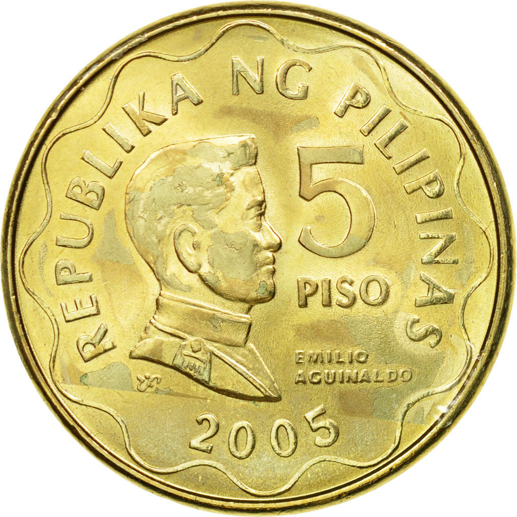Coin, Philippines, 5 Piso, 2005, EF(40-45), Nickel-brass, KM:272