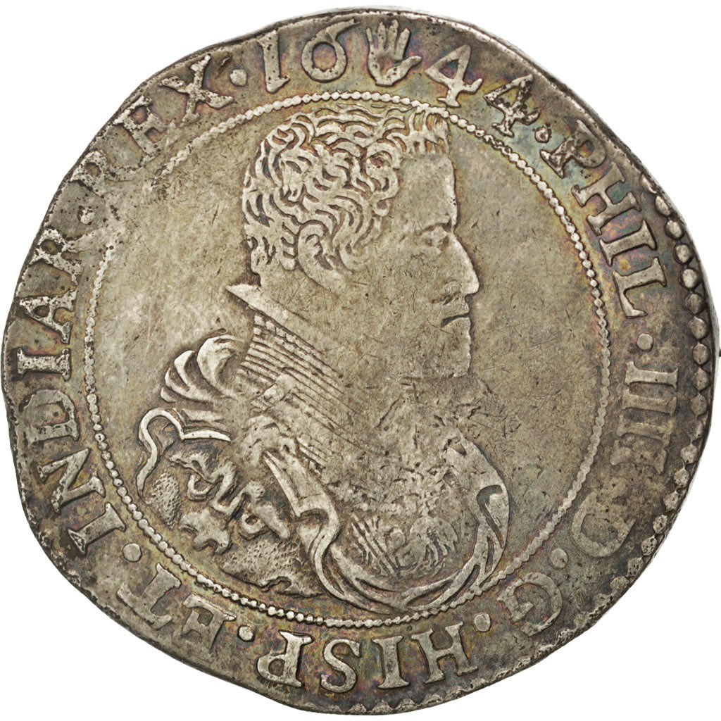 SPANISH NETHERLANDS, Ducaton, 1644, Antwerp, KM #72.1, EF(40-45), Silver, 32.33