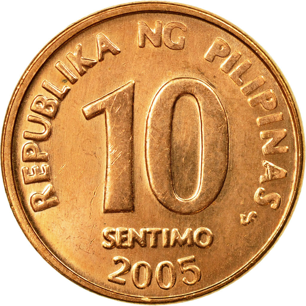 Coin, Philippines, 10 Sentimos, 2005, EF(40-45), Copper Plated Steel, KM:270.1