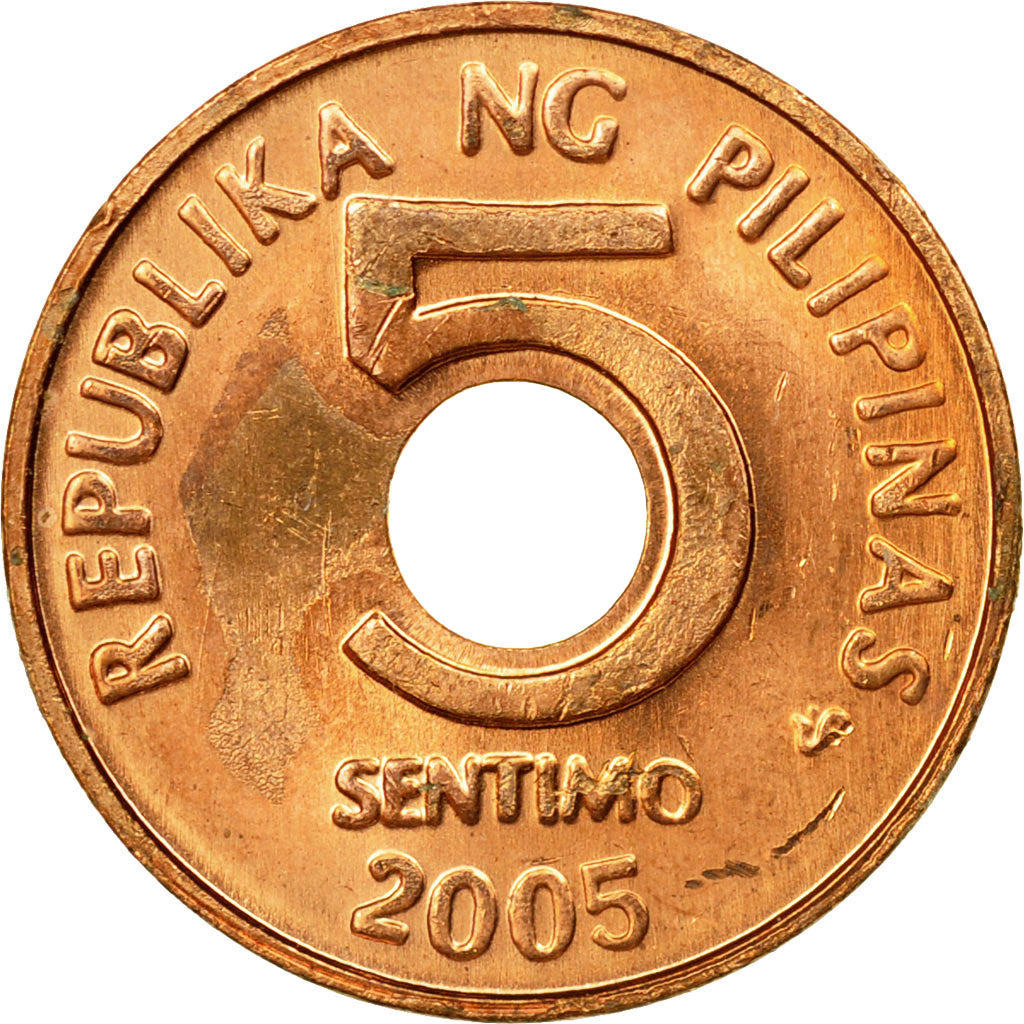 Coin, Philippines, 5 Sentimos, 2005, EF(40-45), Copper Plated Steel, KM:268