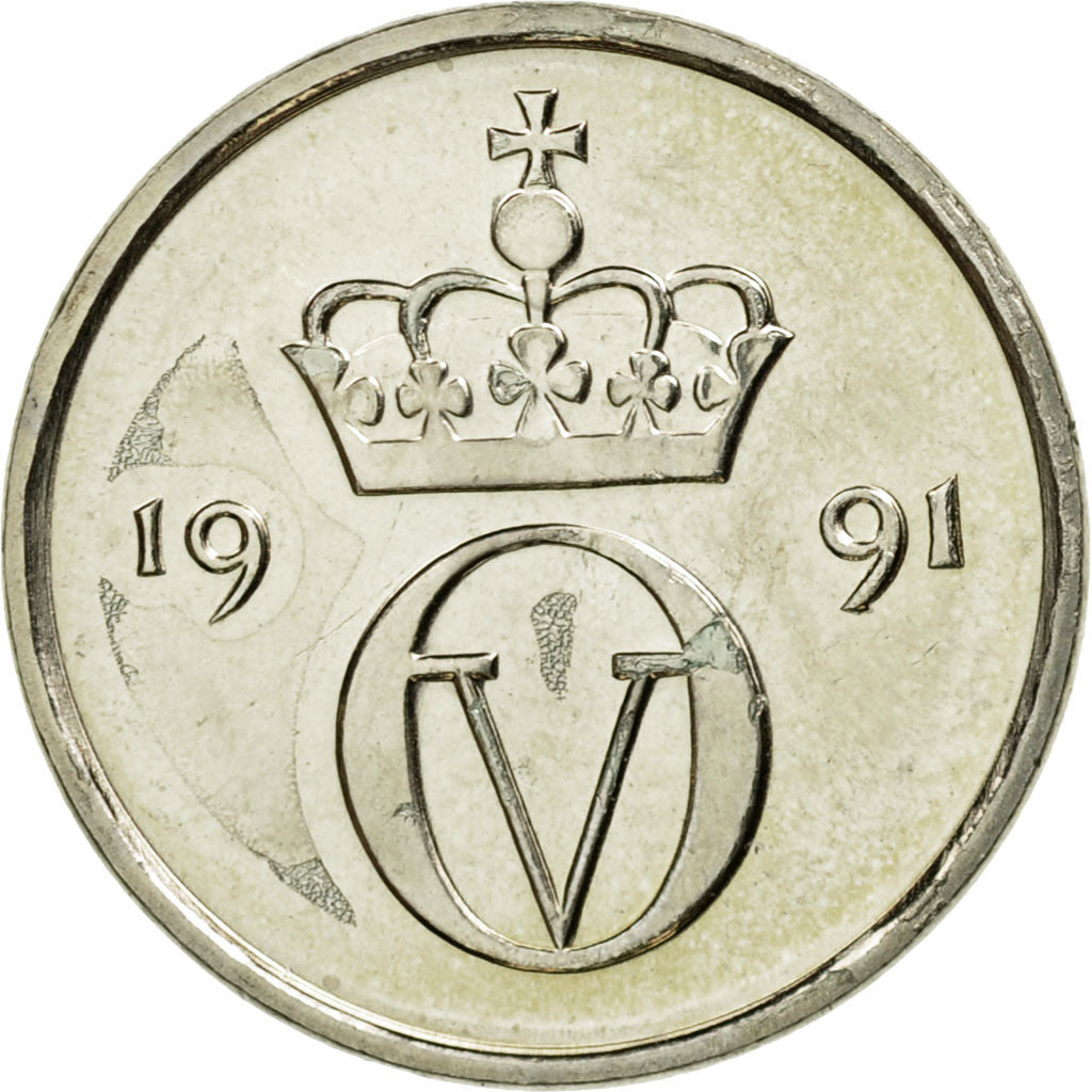 Monnaie, Norvège, Olav V, 10 Öre, 1991, SUP, Copper-nickel, KM:416