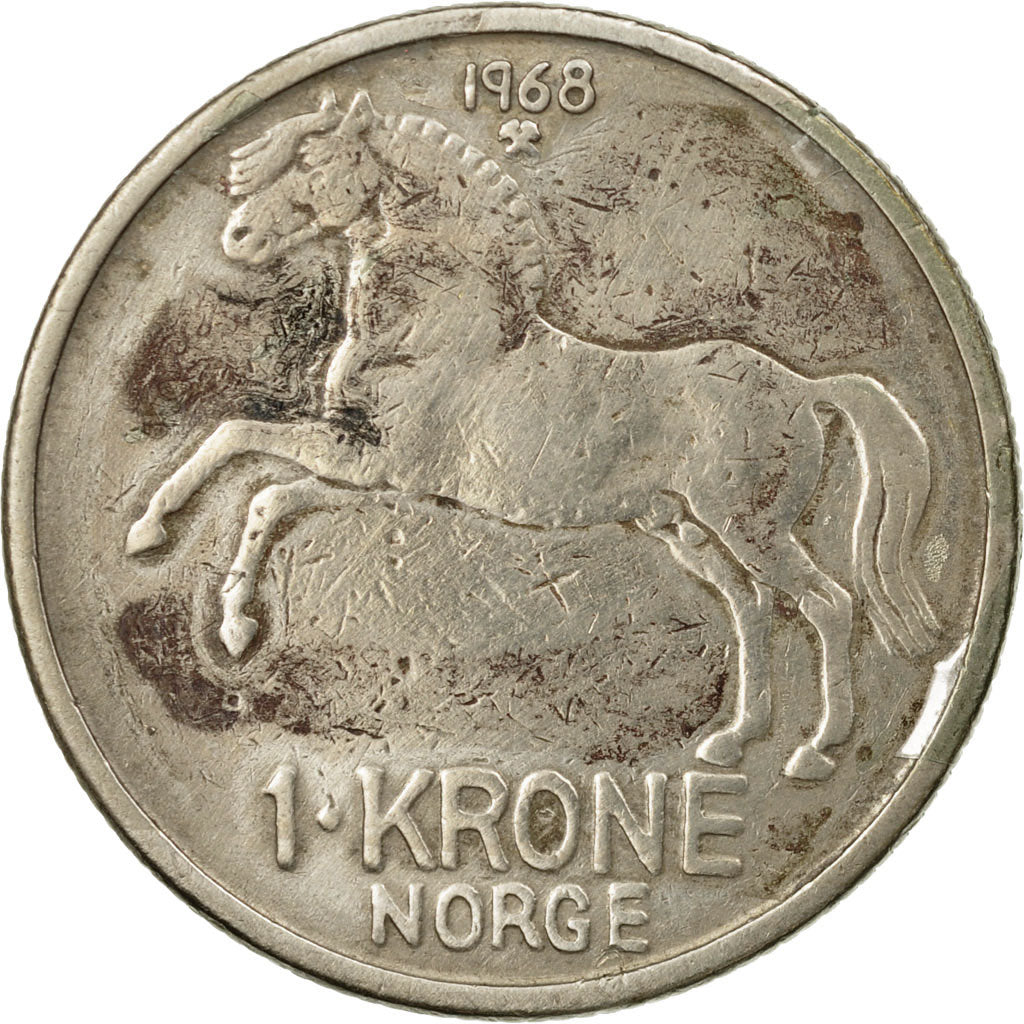 Coin, Norway, Olav V, Krone, 1968, EF(40-45), Copper-nickel, KM:409