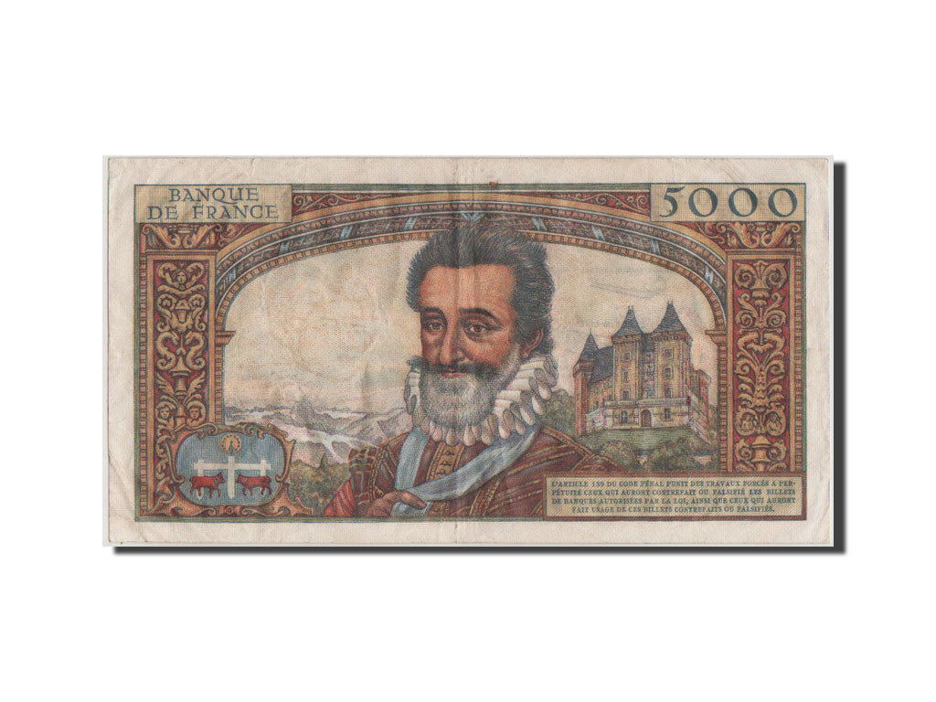 Geldschein, Frankreich, 5000 Francs, 5 000 F 1957-1958 ''Henri IV'', 1958, SS
