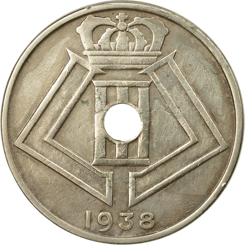 Münze, Belgien, 25 Centimes, 1938, SS, Nickel-brass, KM:114.1