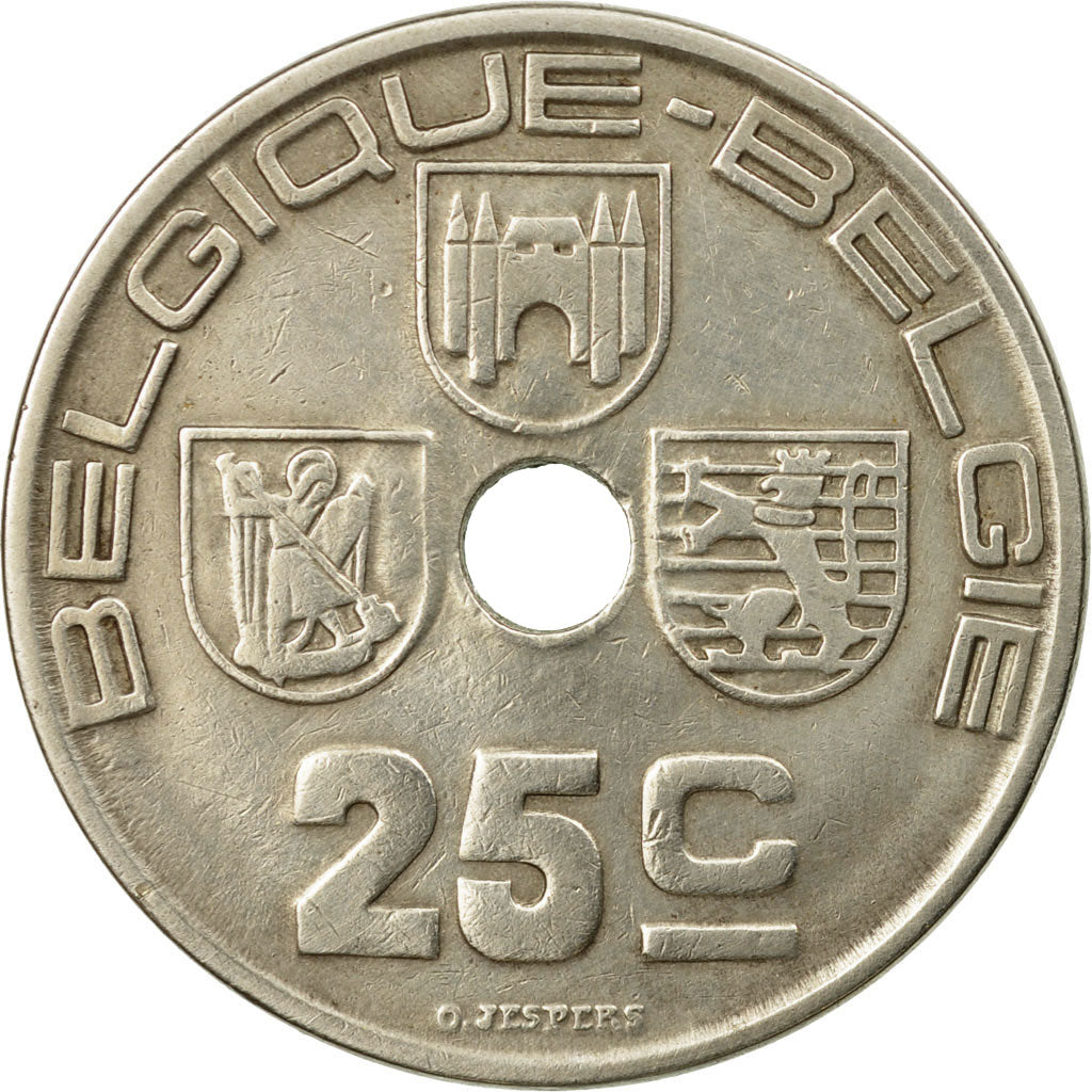 Münze, Belgien, 25 Centimes, 1938, SS, Nickel-brass, KM:114.1