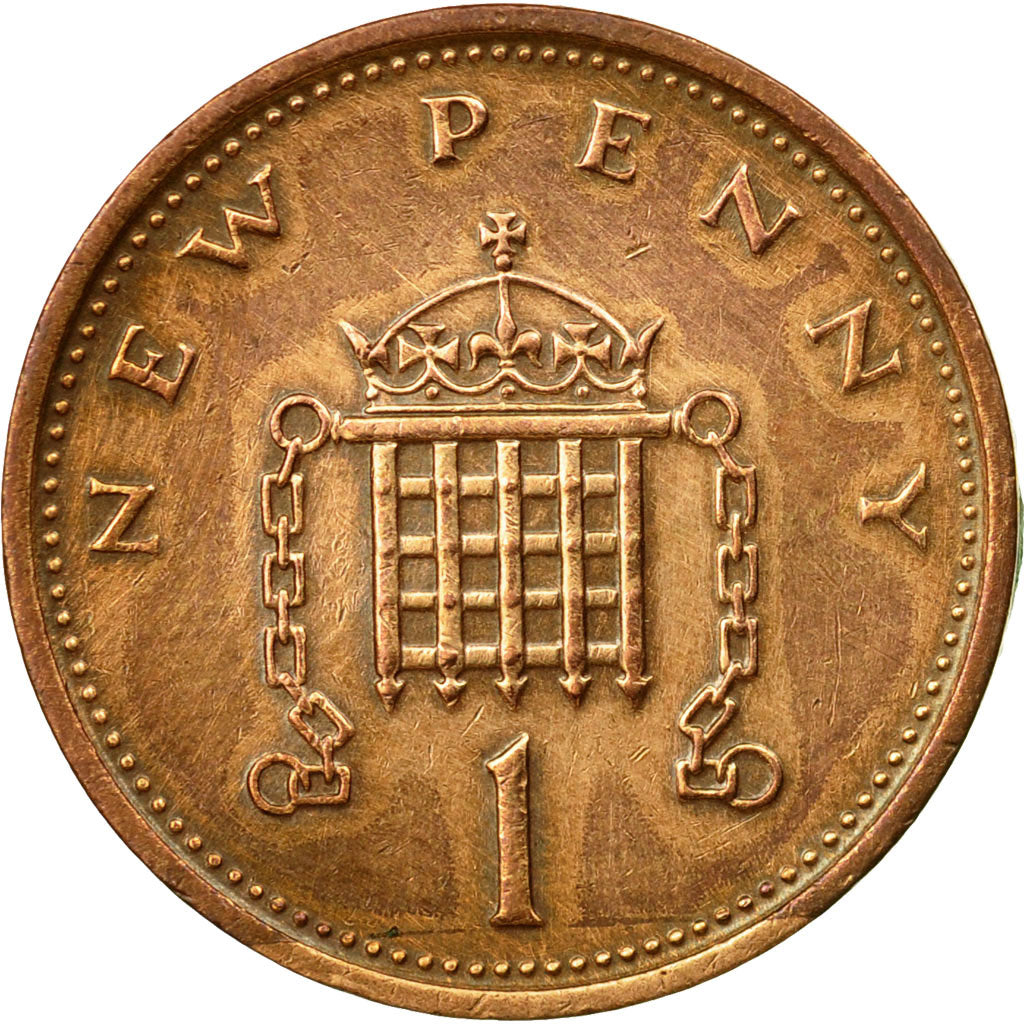 Coin, Great Britain, Elizabeth II, New Penny, 1976, EF(40-45), Bronze, KM:915