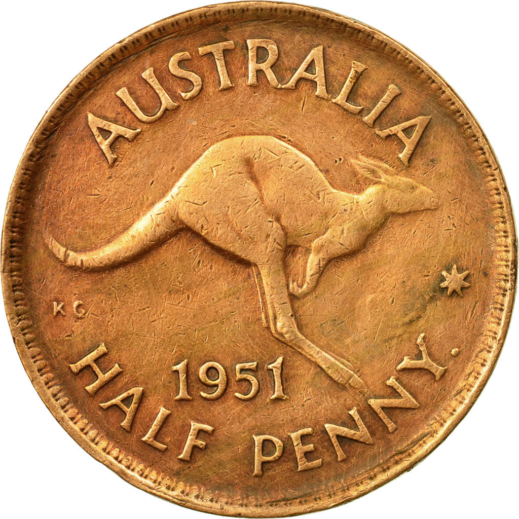 Coin, Australia, George VI, 1/2 Penny, 1951, EF(40-45), Bronze, KM:42