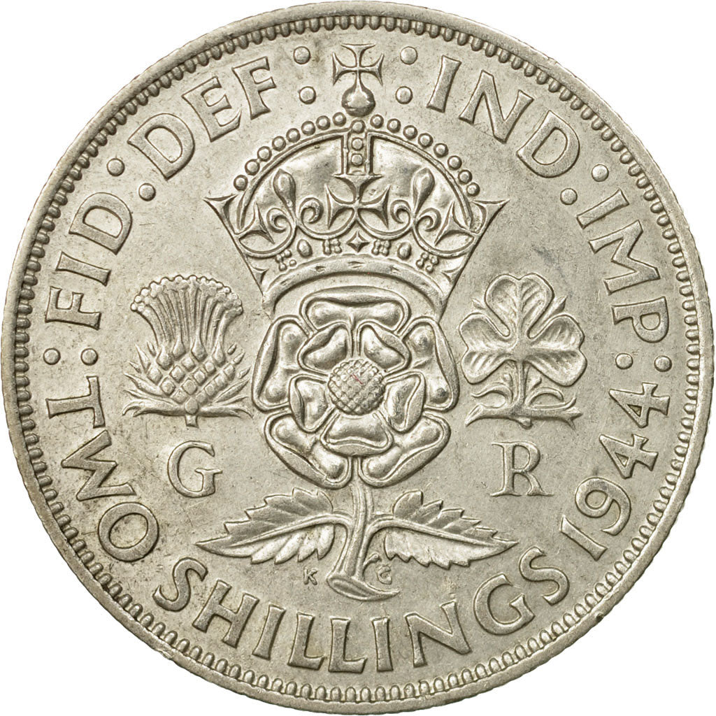 Coin, Great Britain, George VI, Florin, Two Shillings, 1944, EF(40-45), Silver