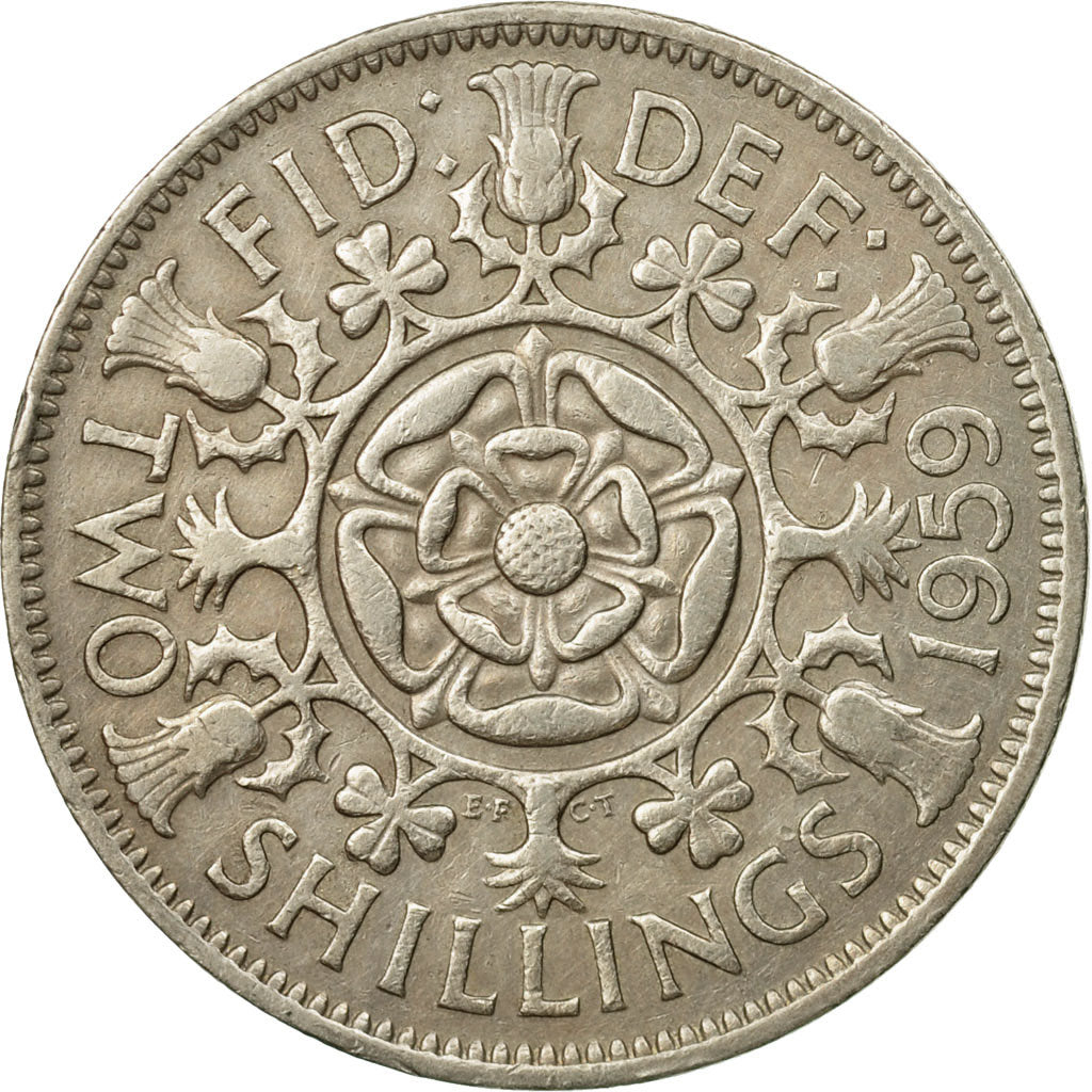 Coin, Great Britain, Elizabeth II, Florin, Two Shillings, 1959, EF(40-45)
