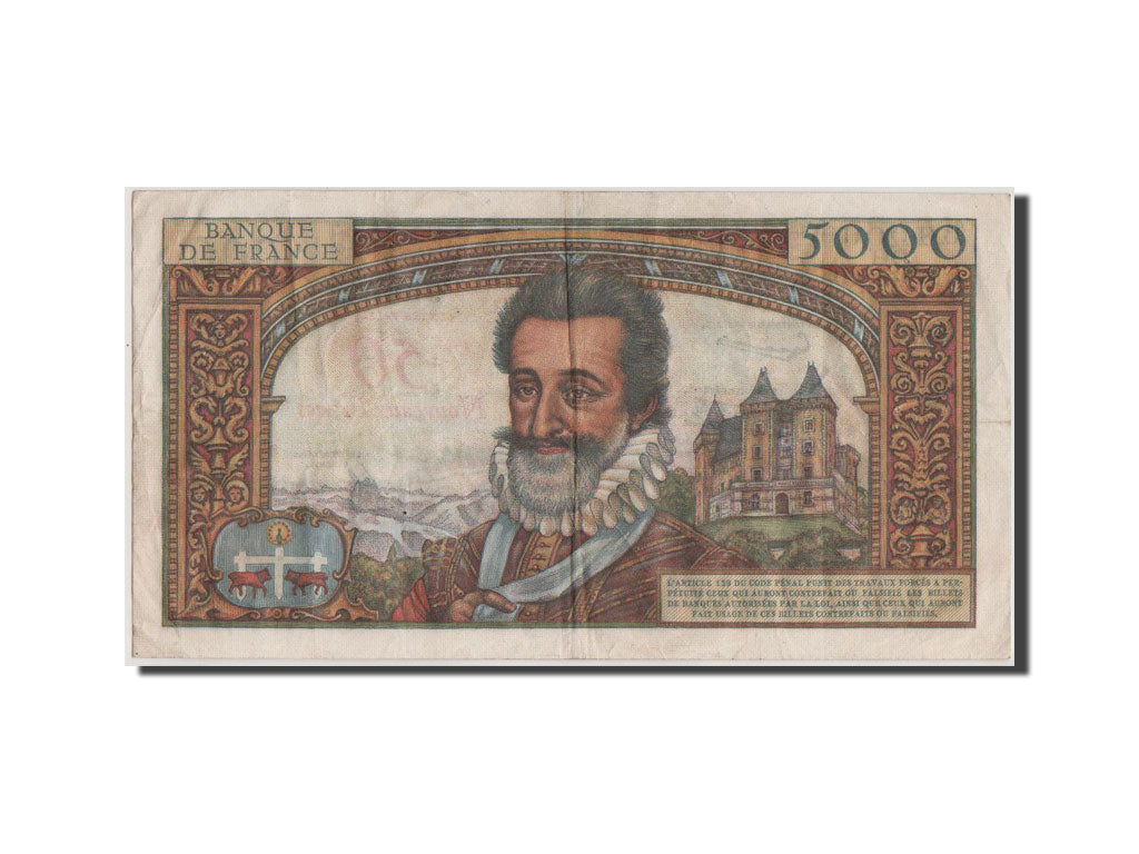 Banknote, France, 50 Nouveaux Francs on 5000 Francs, 1955-1959 Overprinted with