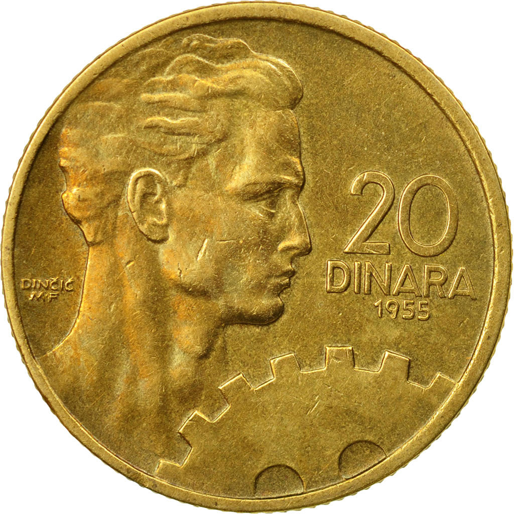 Coin, Yugoslavia, 20 Dinara, 1955, EF(40-45), Aluminum-Bronze, KM:34
