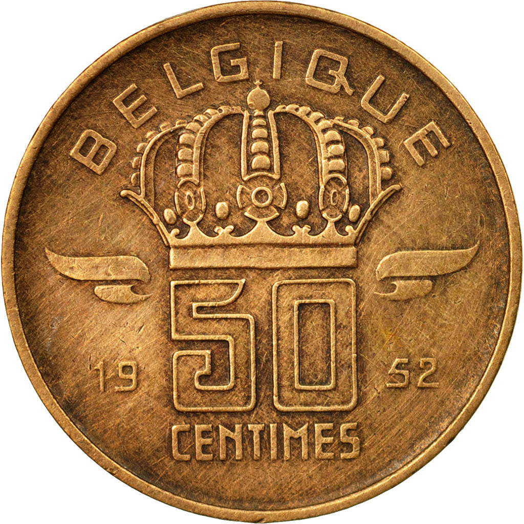 Coin, Belgium, 50 Centimes, 1952, EF(40-45), Bronze, KM:144