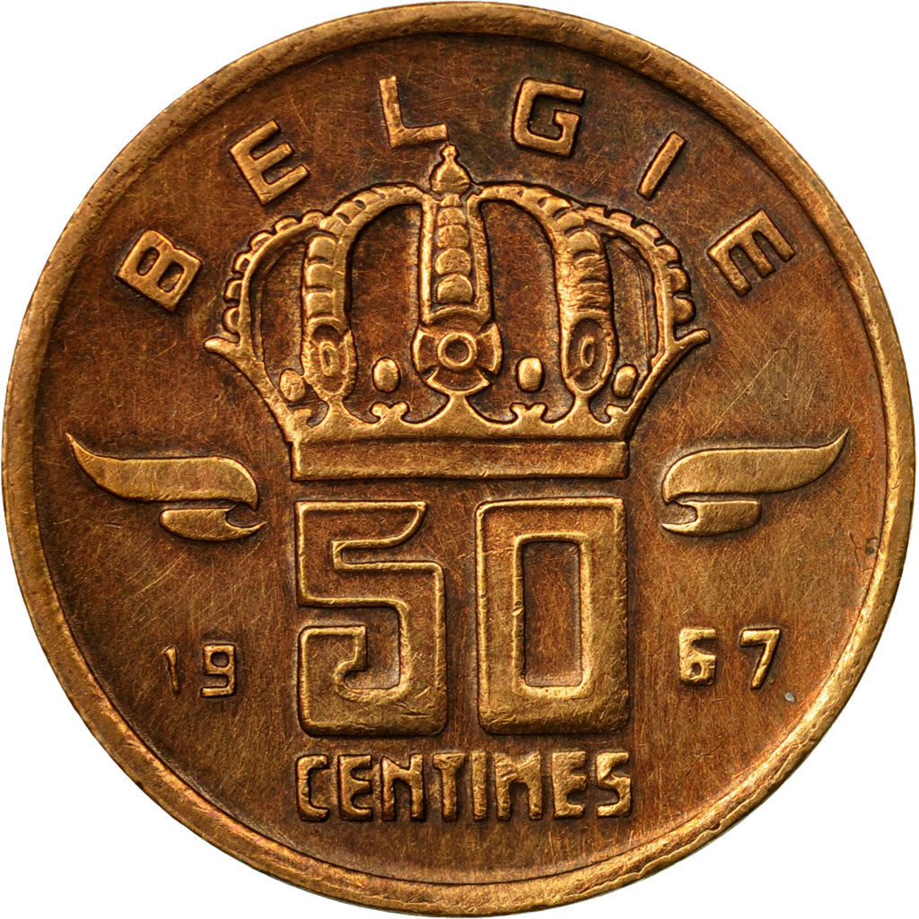 Coin, Belgium, Baudouin I, 50 Centimes, 1967, EF(40-45), Bronze, KM:148.1