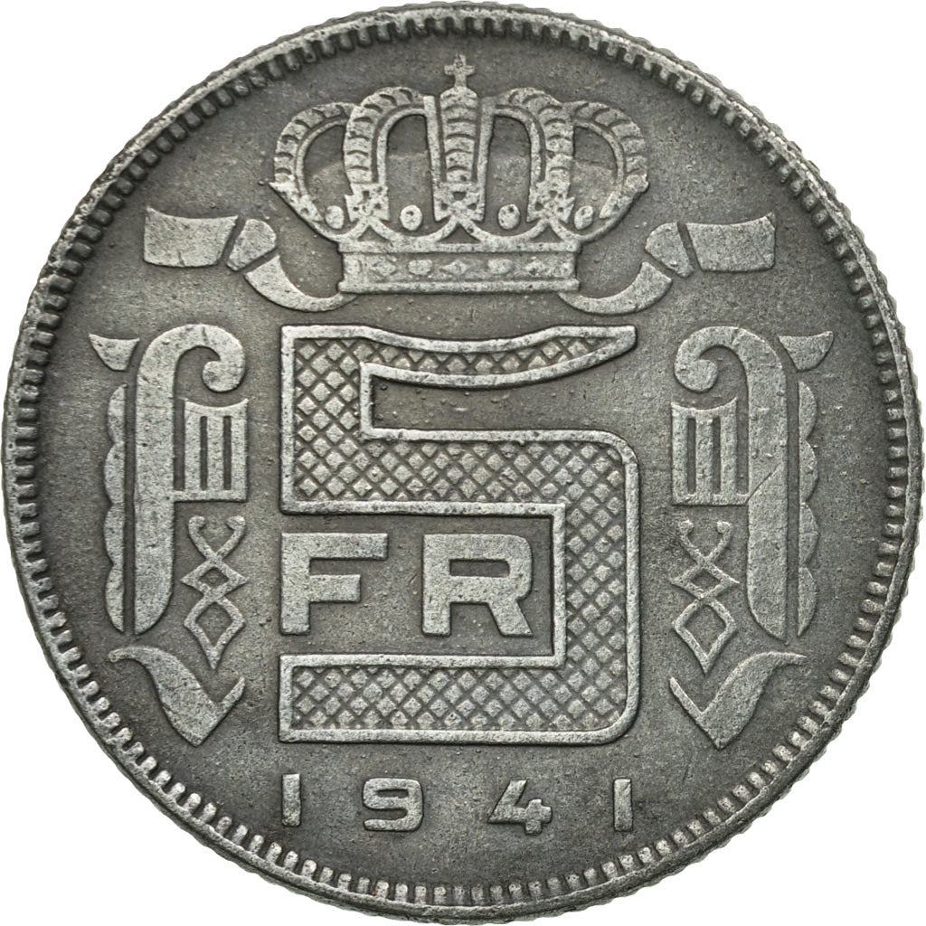Coin, Belgium, 5 Francs, 5 Frank, 1941, EF(40-45), Zinc, KM:129.1