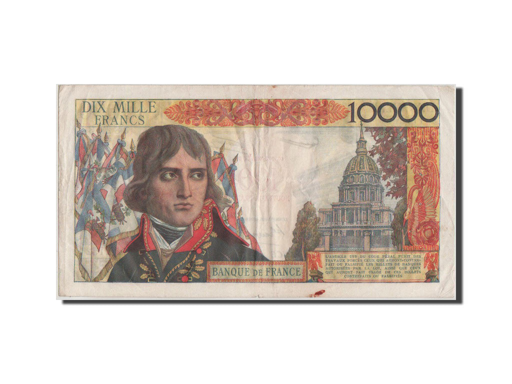 France, 100 Nouveaux Francs on 10,000 Francs, 1955-1959 Overprinted with...