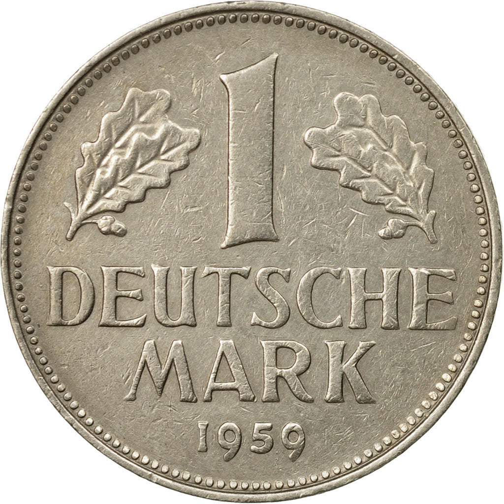 Coin, GERMANY - FEDERAL REPUBLIC, Mark, 1959, Karlsruhe, EF(40-45)