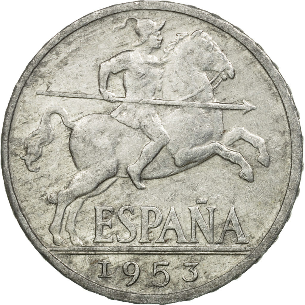 Munten, Spanje, 10 Centimos, 1953, FR+, Aluminium, KM:766