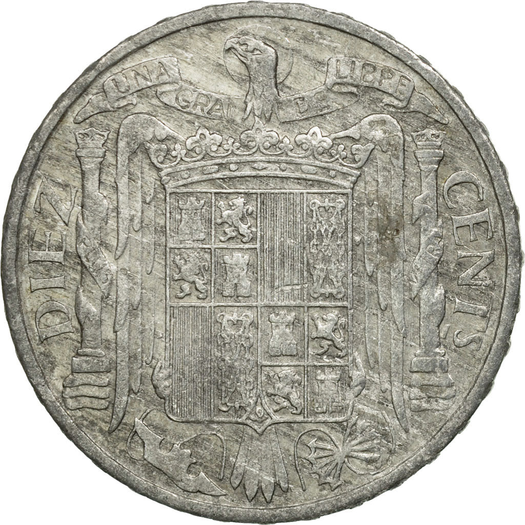 Munten, Spanje, 10 Centimos, 1953, FR+, Aluminium, KM:766