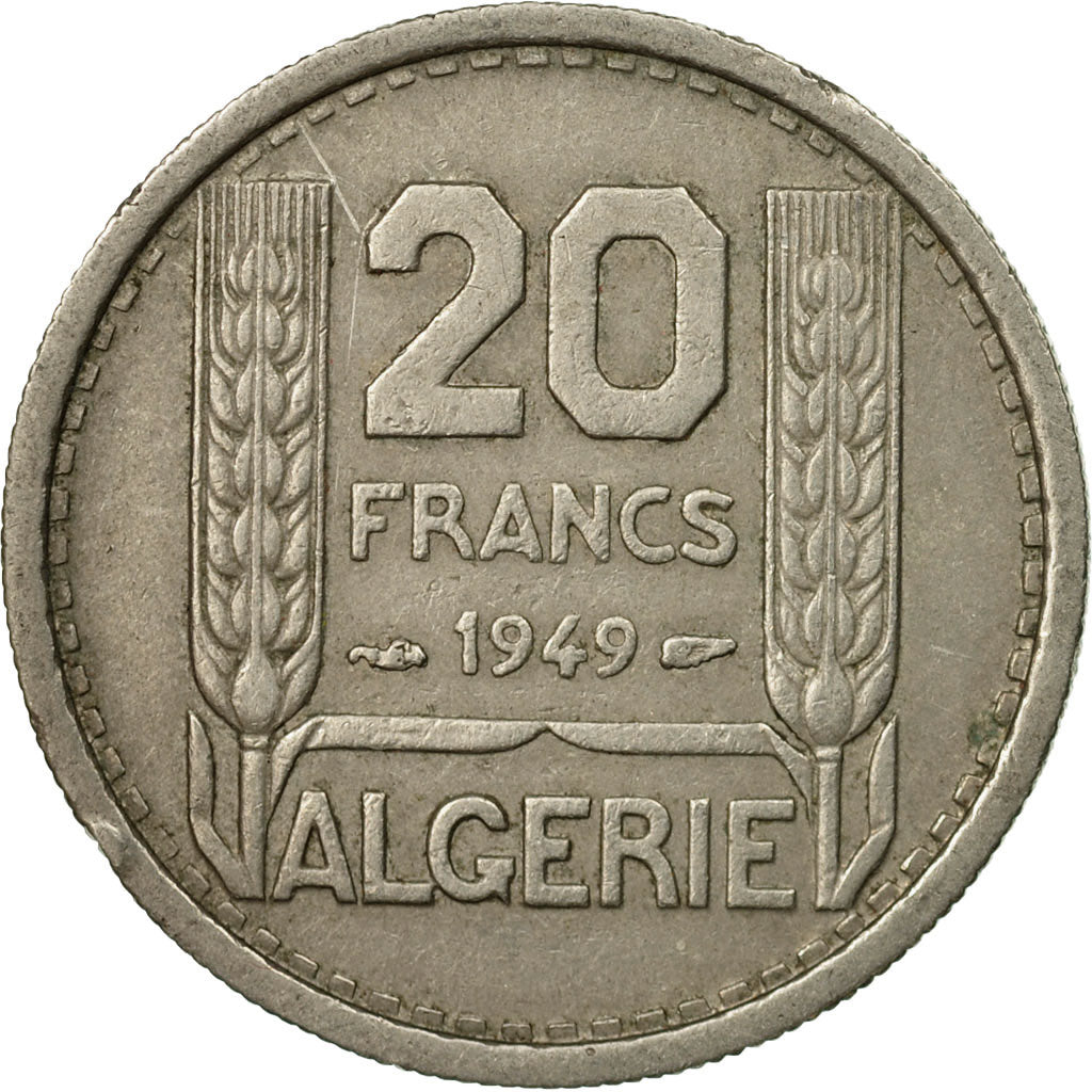 Coin, Algeria, 20 Francs, 1949, Paris, EF(40-45), Copper-nickel, KM:91