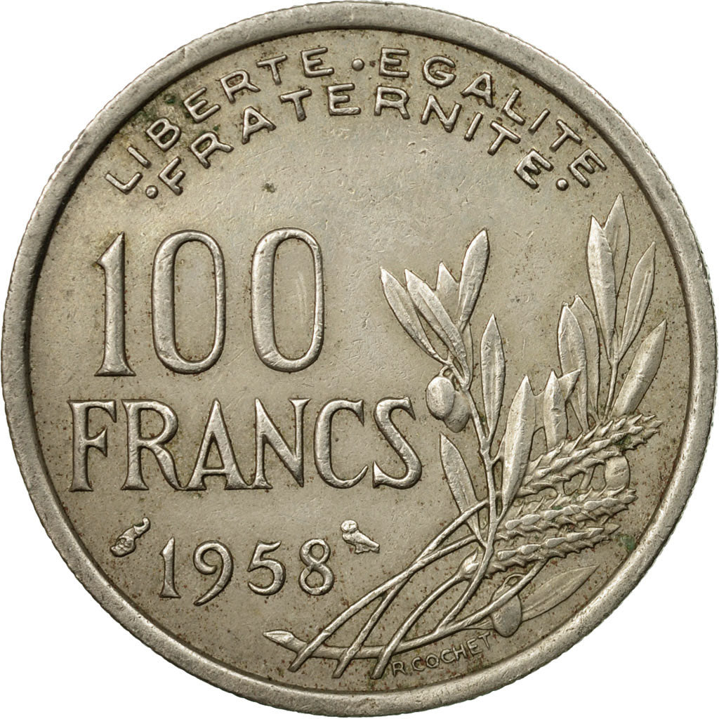 Coin, France, Cochet, 100 Francs, 1958, EF(40-45), Copper-nickel, KM:919.1