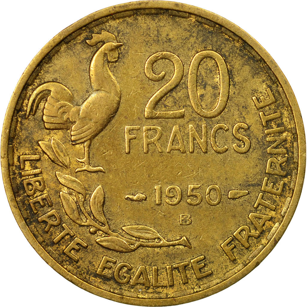 Coin, France, Guiraud, 20 Francs, 1950, Beaumont - Le Roger, EF(40-45)