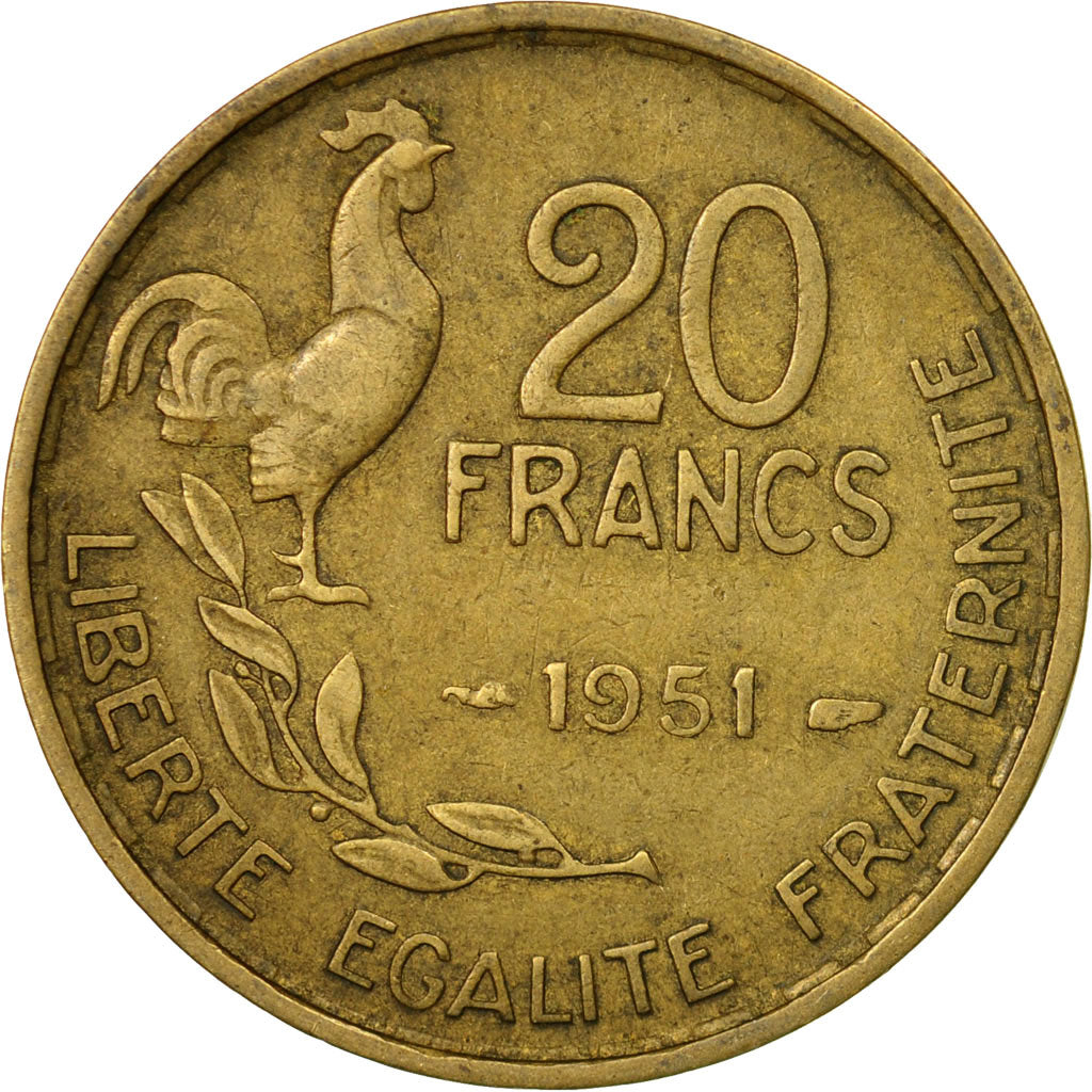 Münze, Frankreich, Guiraud, 20 Francs, 1951, Paris, SS, Aluminum-Bronze