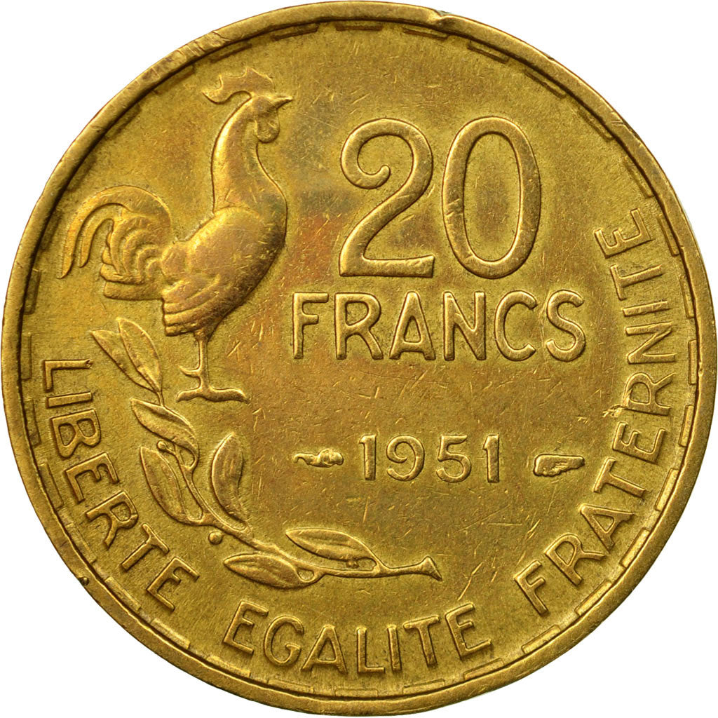 Monnaie, France, Guiraud, 20 Francs, 1951, Paris, TTB, Aluminum-Bronze