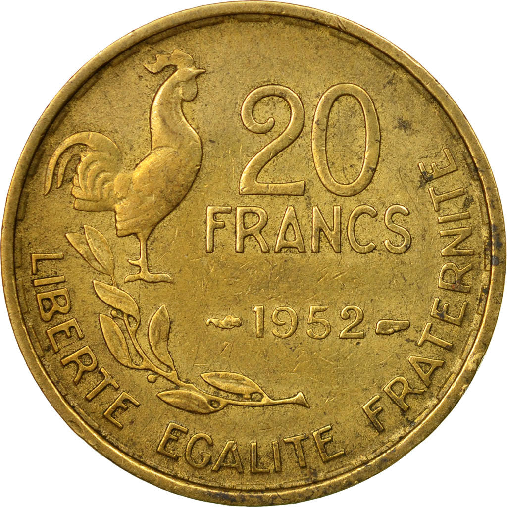 Münze, Frankreich, Guiraud, 20 Francs, 1952, Paris, SS, Aluminum-Bronze