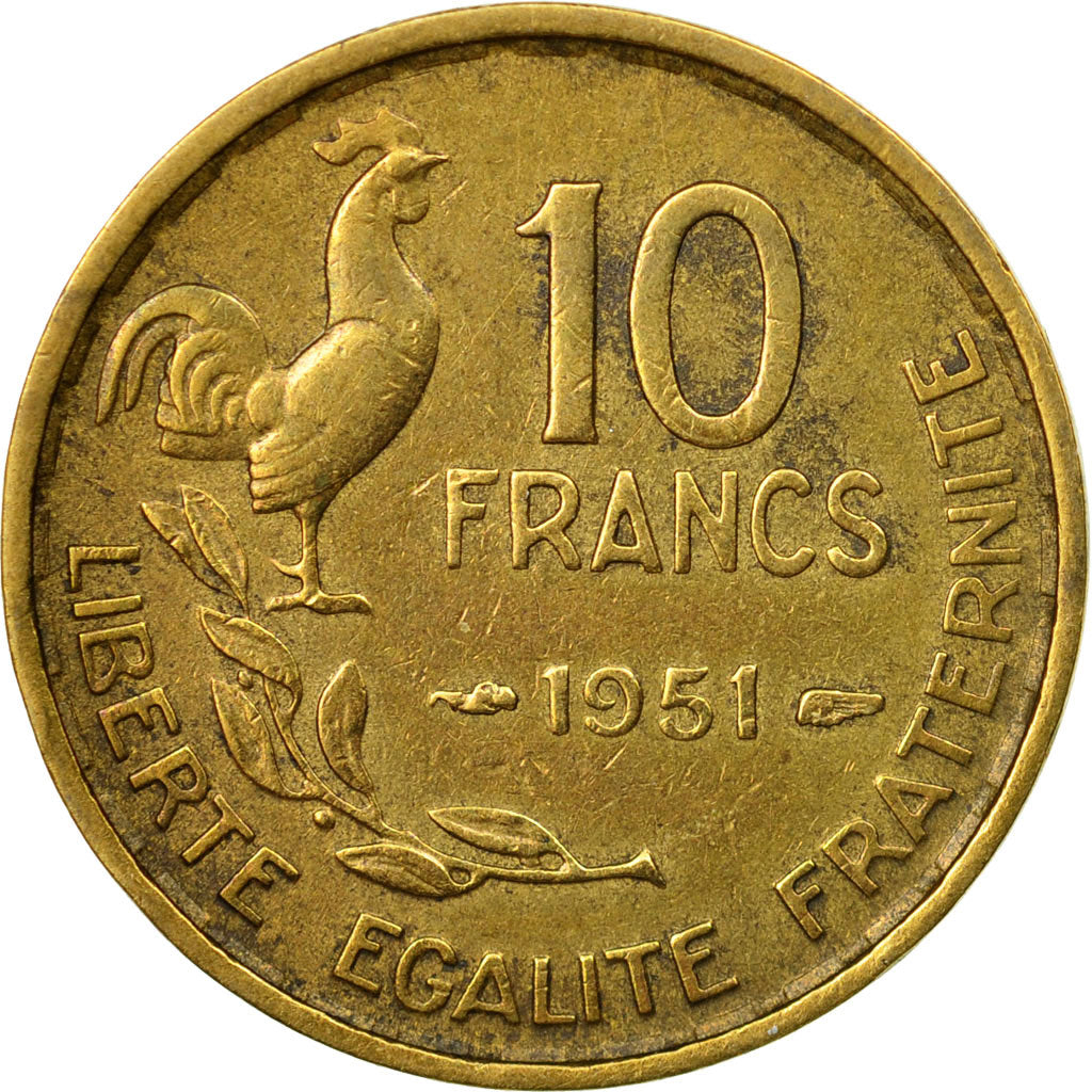 Münze, Frankreich, Guiraud, 10 Francs, 1951, Paris, SS, Aluminum-Bronze