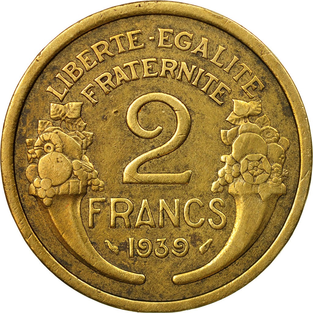 Coin, France, Morlon, 2 Francs, 1939, Paris, EF(40-45), Aluminum-Bronze, KM:886