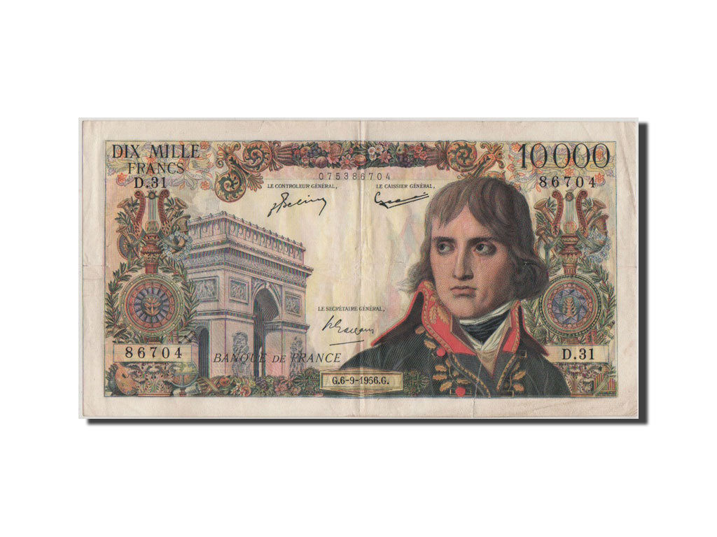 France, 10,000 Francs, 10 000 F 1955-1958 ''Bonaparte'', 1956, KM #136a,...