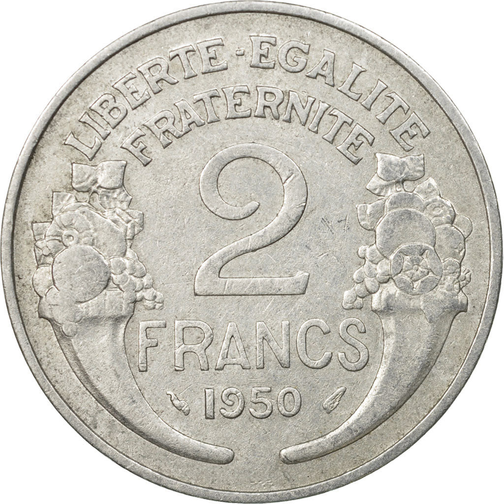 Coin, France, Morlon, 2 Francs, 1950, Paris, EF(40-45), Aluminum, KM:886a.1