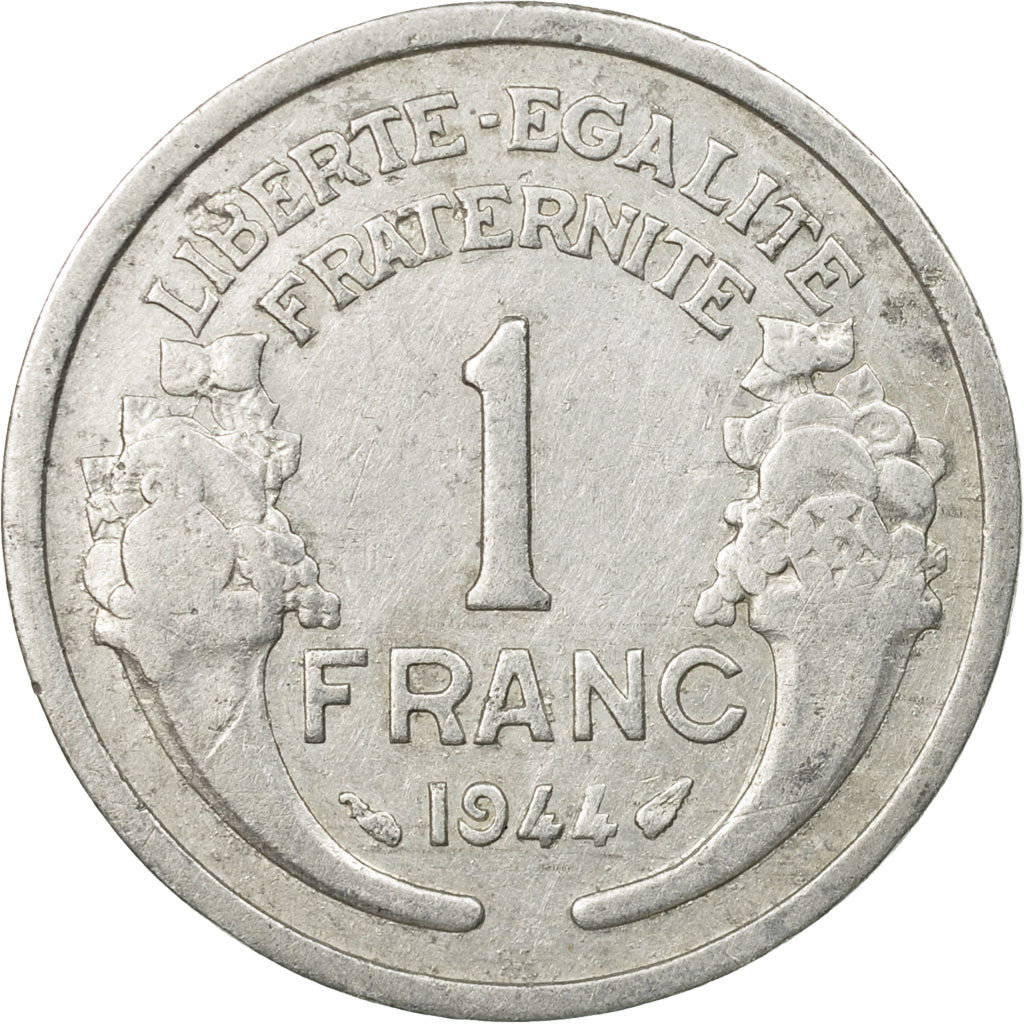 Coin, France, Morlon, Franc, 1944, Paris, EF(40-45), Aluminum, KM:885a.1
