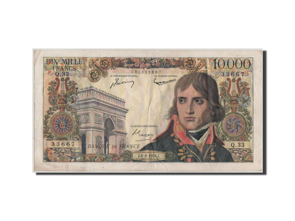 Francia, 10,000 Francs, 10 000 F 1955-1958 ''Bonaparte'', 1956, KM:136a, BB,...