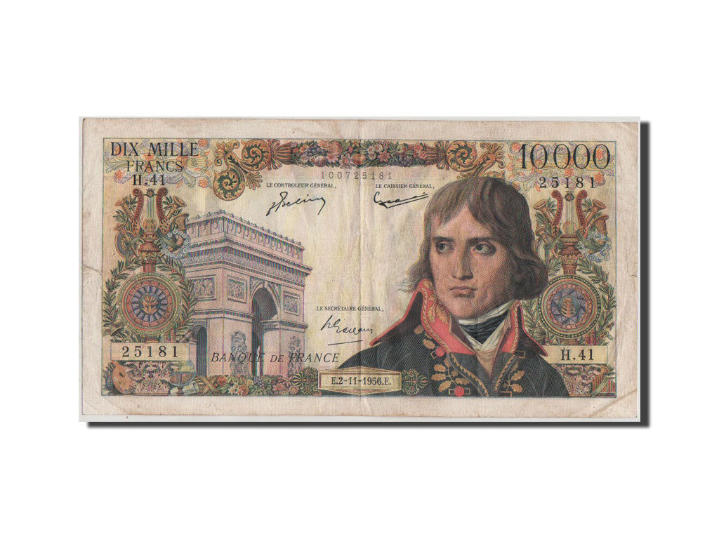 France, 10,000 Francs, 10 000 F 1955-1958 ''Bonaparte'', 1956, KM #136a,...