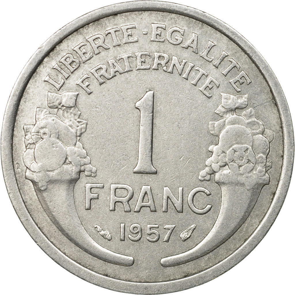 Coin, France, Morlon, Franc, 1957, Paris, EF(40-45), Aluminum, KM:885a.1